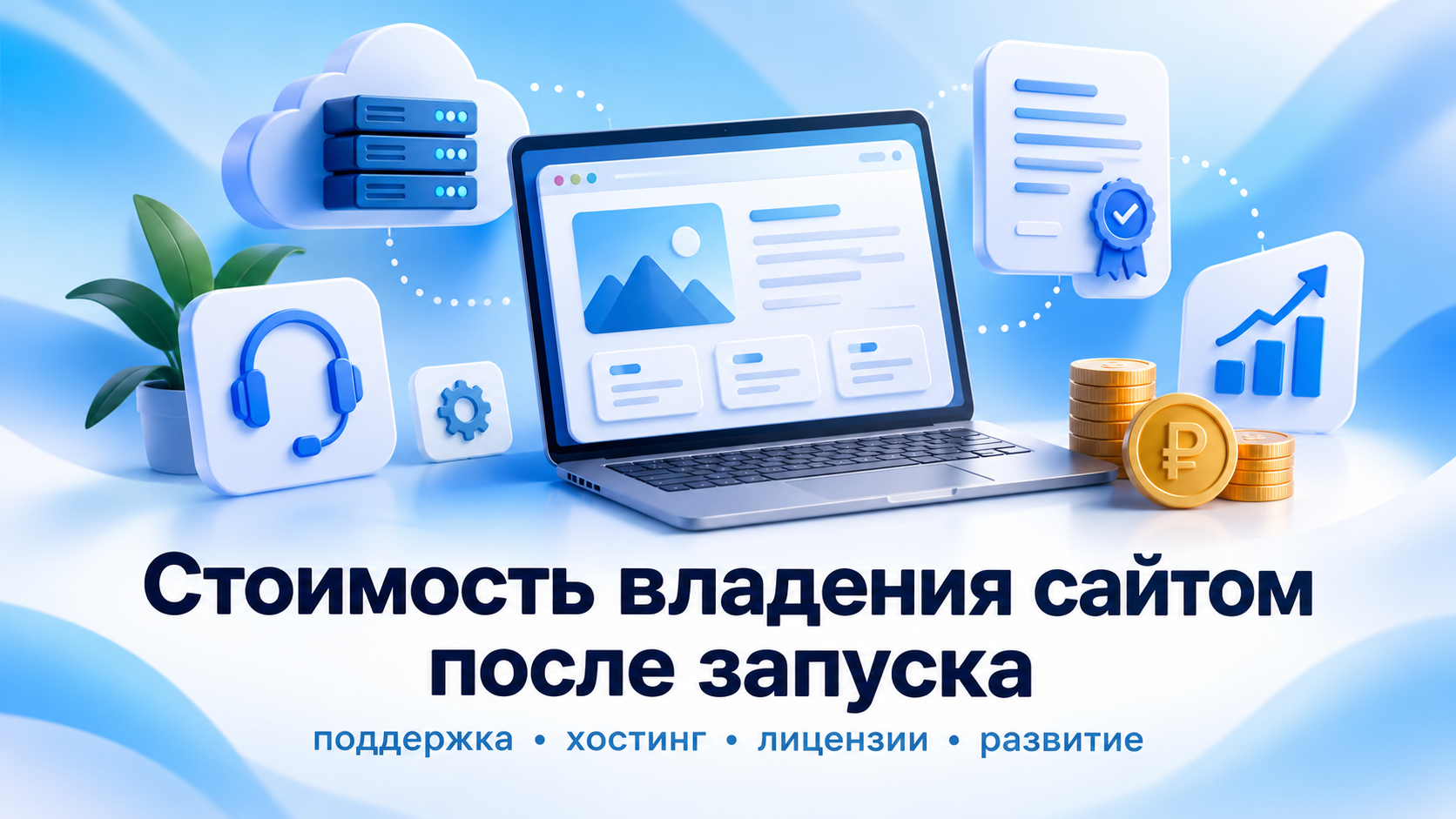 Стоимость владения сайтом после запуска: поддержка, хостинг, лицензии, развитие